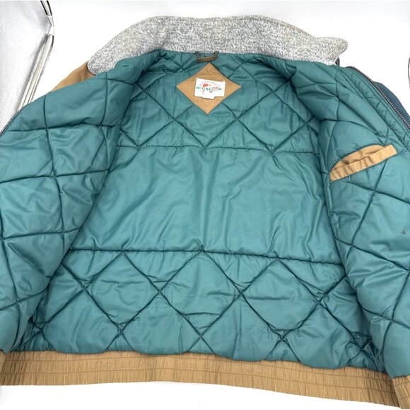 VTG McGregory Mens Olive Green Quilted Insulated Bomber Coat Pockets Large - Picture 11 of 16